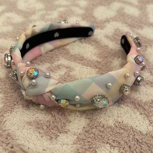 Lele Sadoughi x Stoney Clover Lane rainbow gingham headband